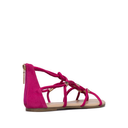 Hot Pink Open Toe Summer Sandals Comfortable Flats