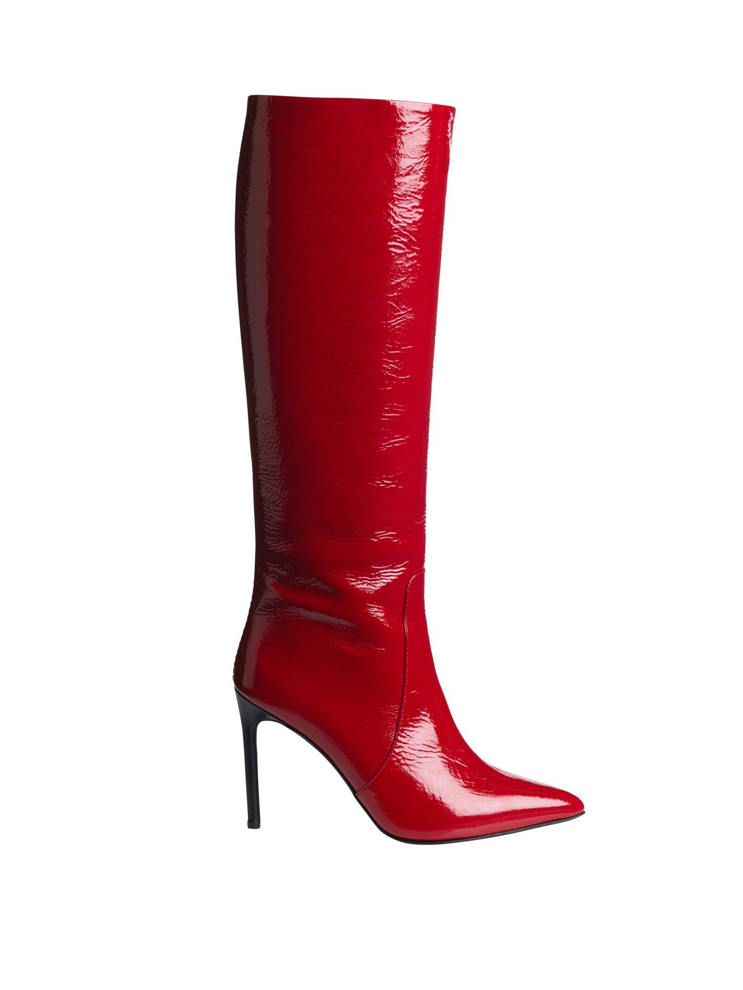 Red Pointed Toe Patent Leather Fashion Stilettos Knee High Boots