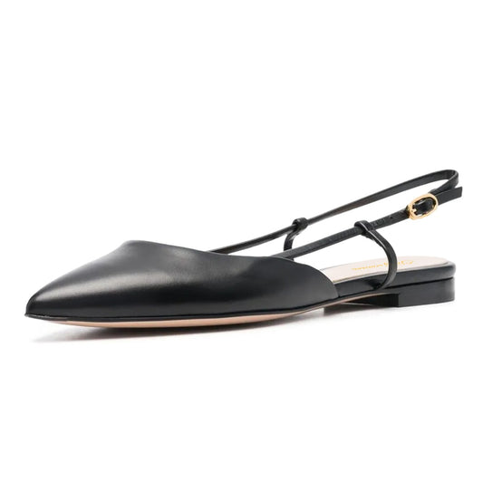 voyabags Black Pointed Toe Casual Slingback Flat Shoes Women