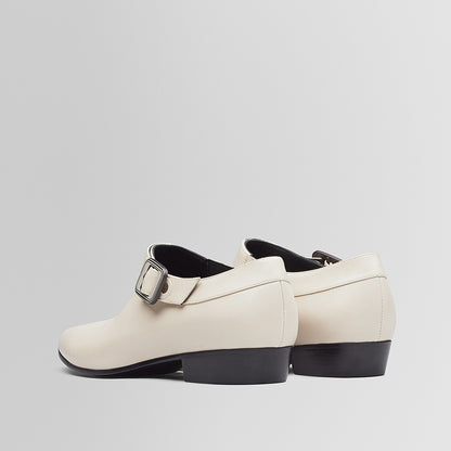 Ivory Pointed Toe Buckle Flats Business Casual Female Shoes