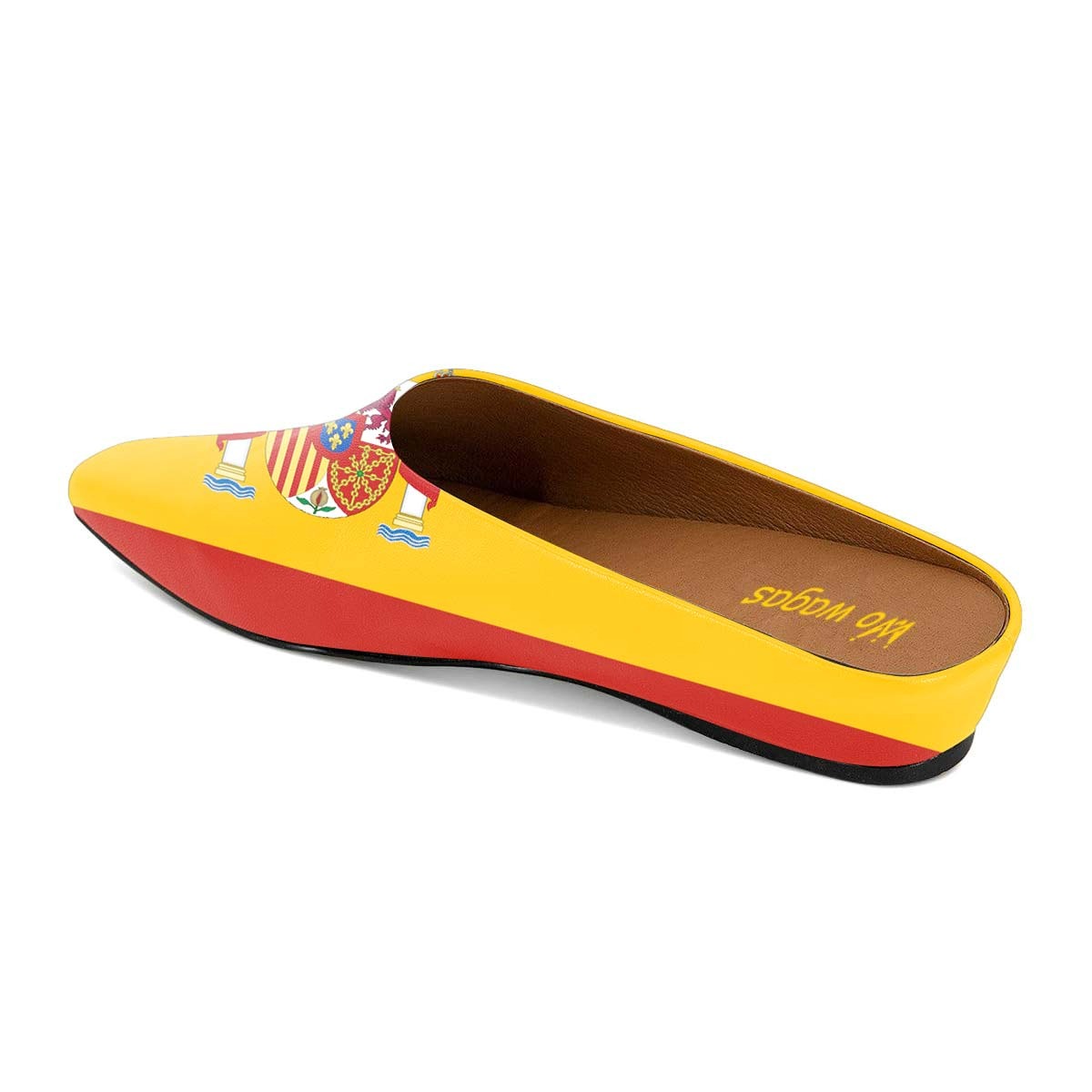 Yellow and Red Spanish Flag Print Wedge Heel Mules for Women