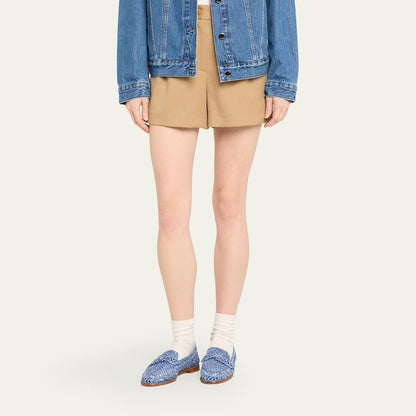 Blue Braided Raffia Round Toe Flat Women's Loafers with Knotted Bow