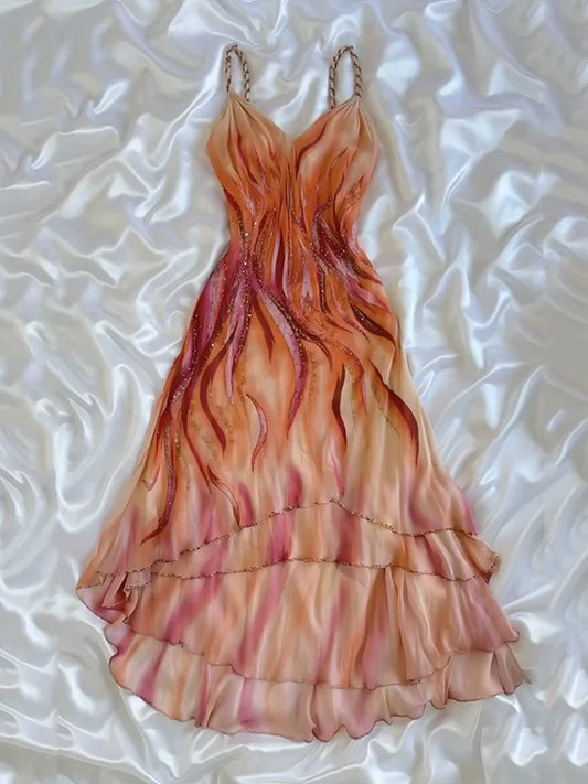 Vintage Shiny Beaded Prom Dress Sheath Spaghetti Strap Evening Dress Long Formal Dress TP4672