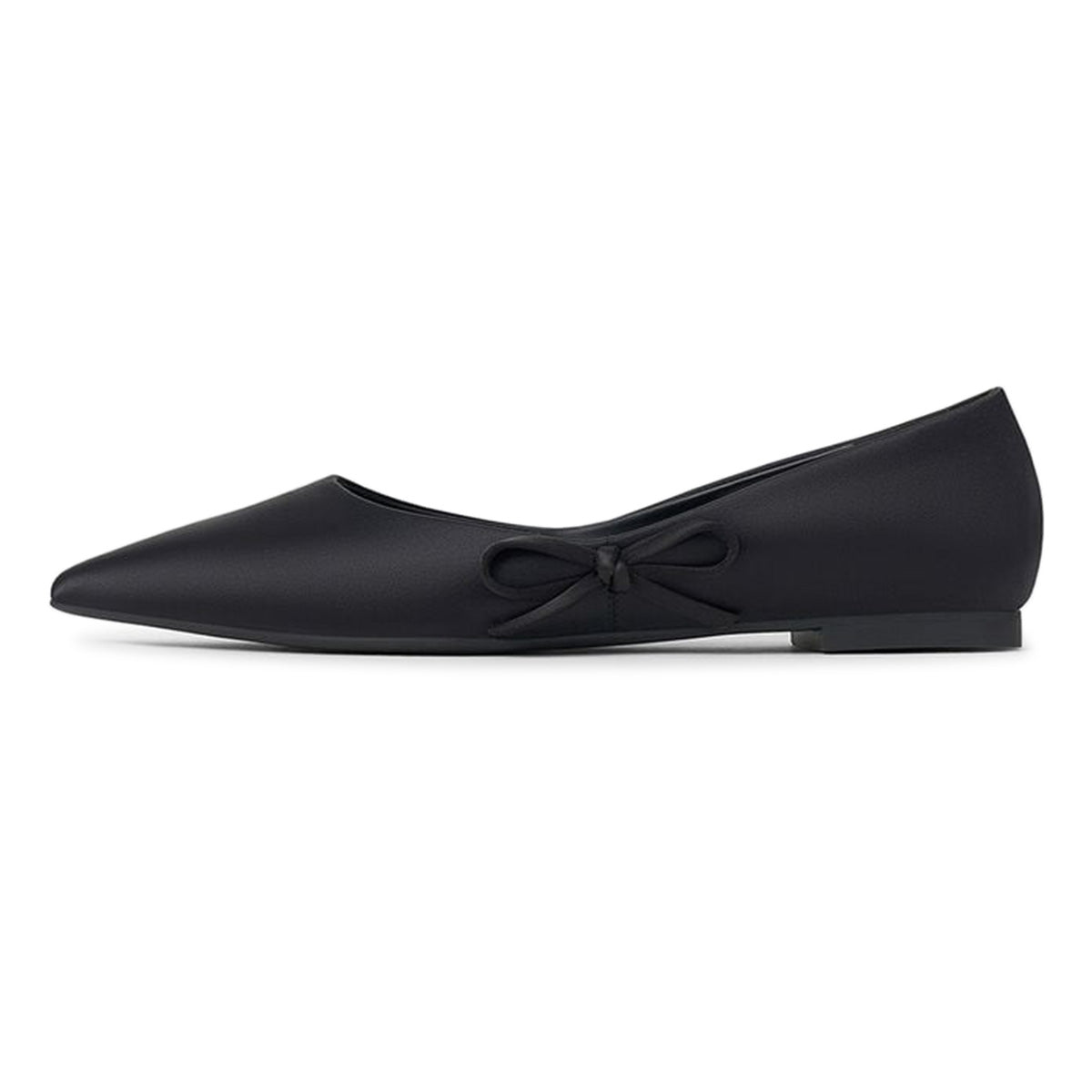 Black Pointed Toe Side Knot-Bow Slip On Casual Flats for Women