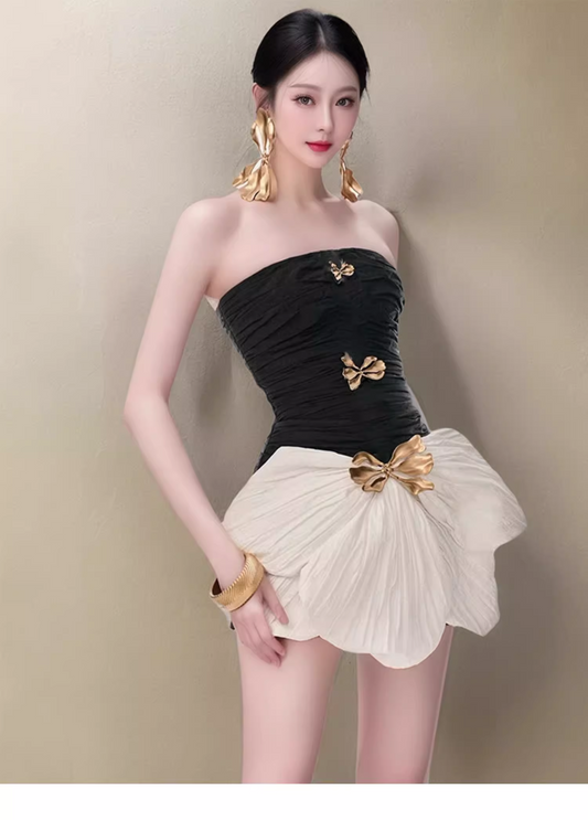 Simple Fashion Strapless Bow Design A-line Mini Party Dresses Homecoming Dresses, TP3839