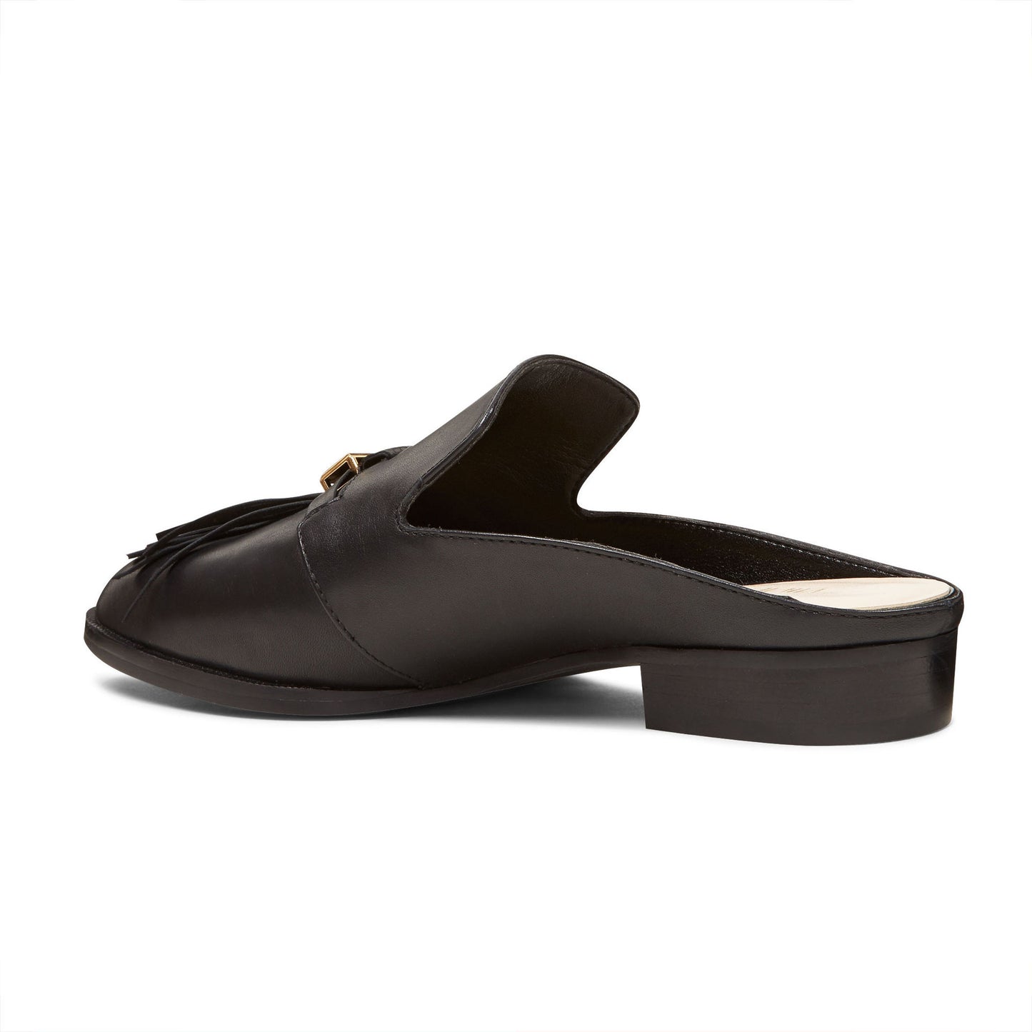 Black Pointed Toe Comfy Flats Fringe Mule Loafers for Women