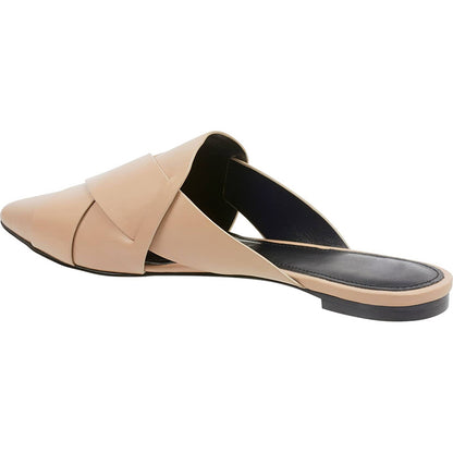 Nude Pointed Toe Braided Flat Mule Loafers for Women