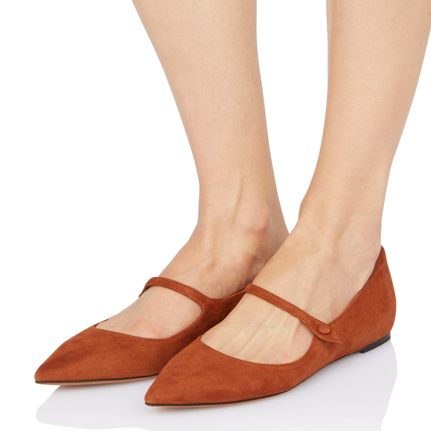 Vintage Tan Vegan Suede Pointed Toe Mary Jane Flats