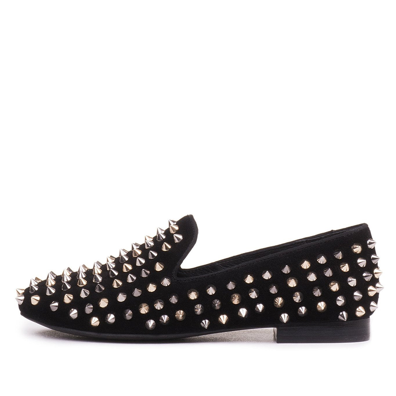 Black Round Toe Rivets Flats Loafer Shoes for Women