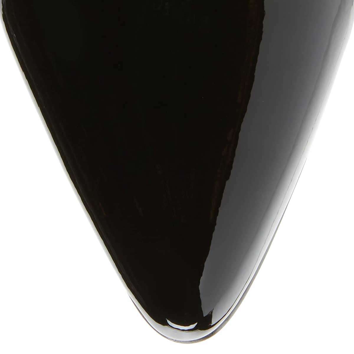 Black Patent Leather Chunky Heel Women's Ankle Boots