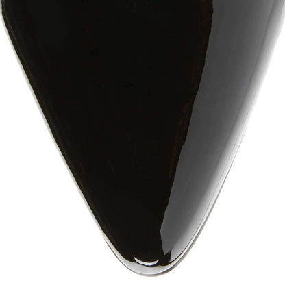 Black Patent Leather Chunky Heel Women's Ankle Boots