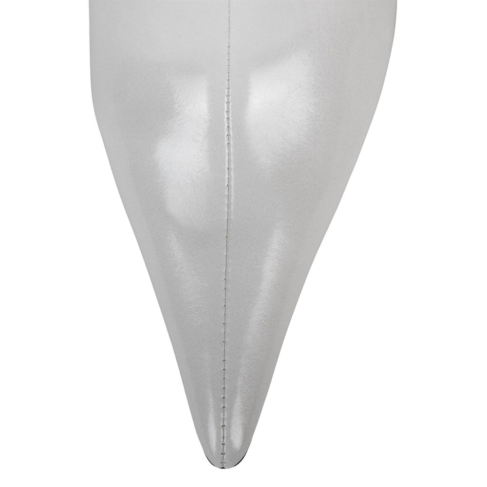 White Pointed Toe  Stiletto Heel Wide Calf Knee High Boots