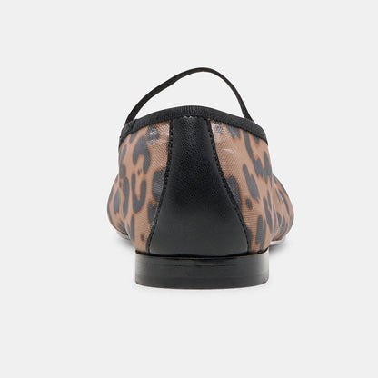 FSJ Casual Leopard Print Round Toe Mesh Flats with Bow Accent