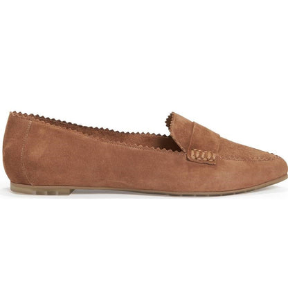 Brown Vegan Suede Almond Toe Classic Flats Loafer Shoes for Women