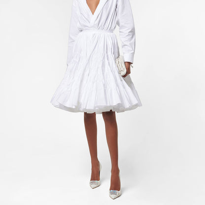 Women's White Pointy Toe Stiletto Heel Pumps with Faux Gem Decor