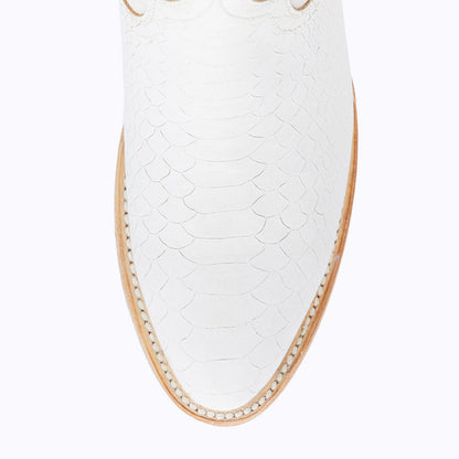 White Vegan Leather Closed Toe  Chunky Heel Knee High Boots