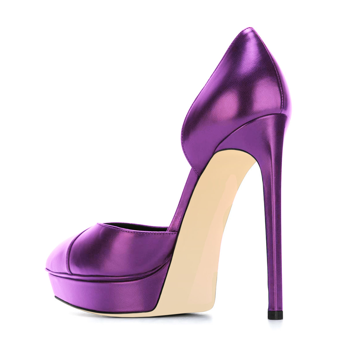 Women's Purple Platform D'Orsay Pumps Pointed Toe Stiletto Heels