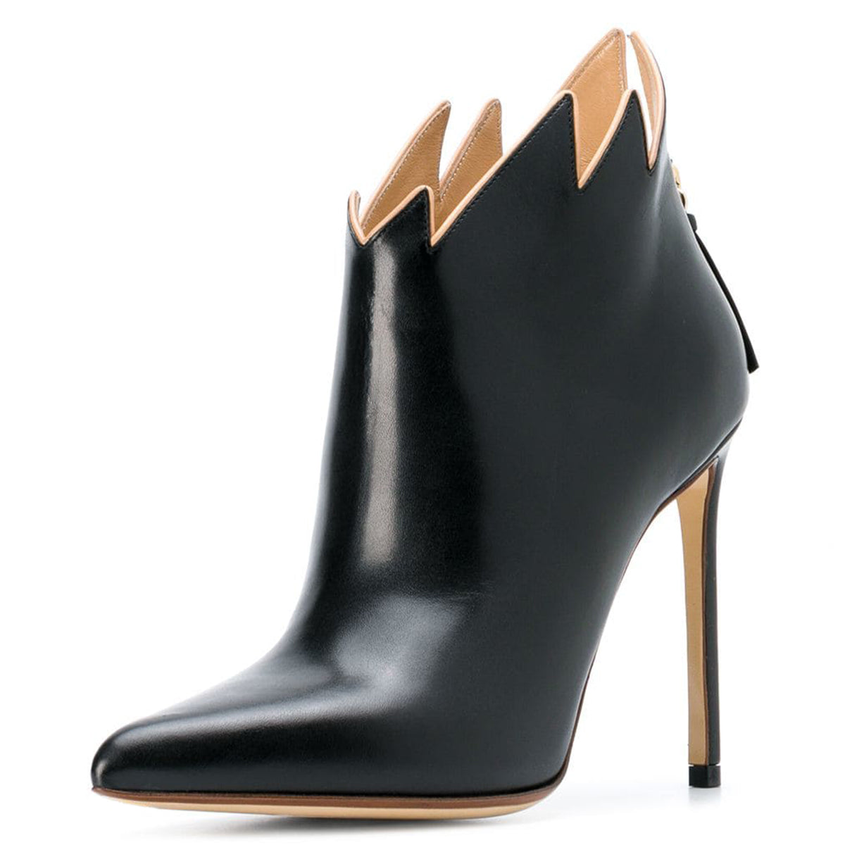Black Flame Ankle Boots Pointy Toe Stiletto Heel Fashion Booties