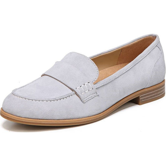 Light Grey Vegan Suede Strap Flats Women's Loafers