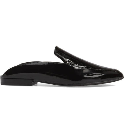 Black Patent Leather Casual Flats Mule Loafers for Women