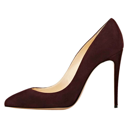Women's Maroon Pointy Toe Stiletto Heels Pumps Office Shoes
