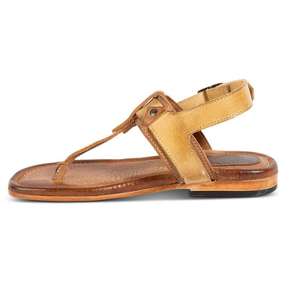 Tan Open Toe Summer Sandals Buckle Strap T-Strap Flat Beach Shoes