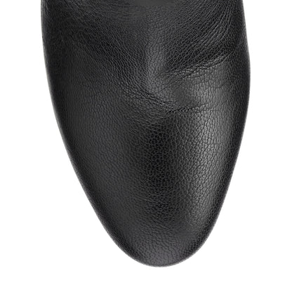 Black Round Toe Decorative Strappy Chunky Heel Ankle Boots