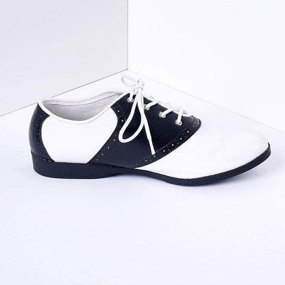 Black and White Women's Oxfords Lace-Up Flats Vintage Shoes