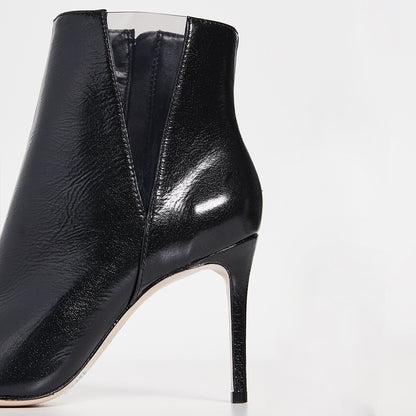Black Fashion Transparent Stiletto Heel Ankle Boots