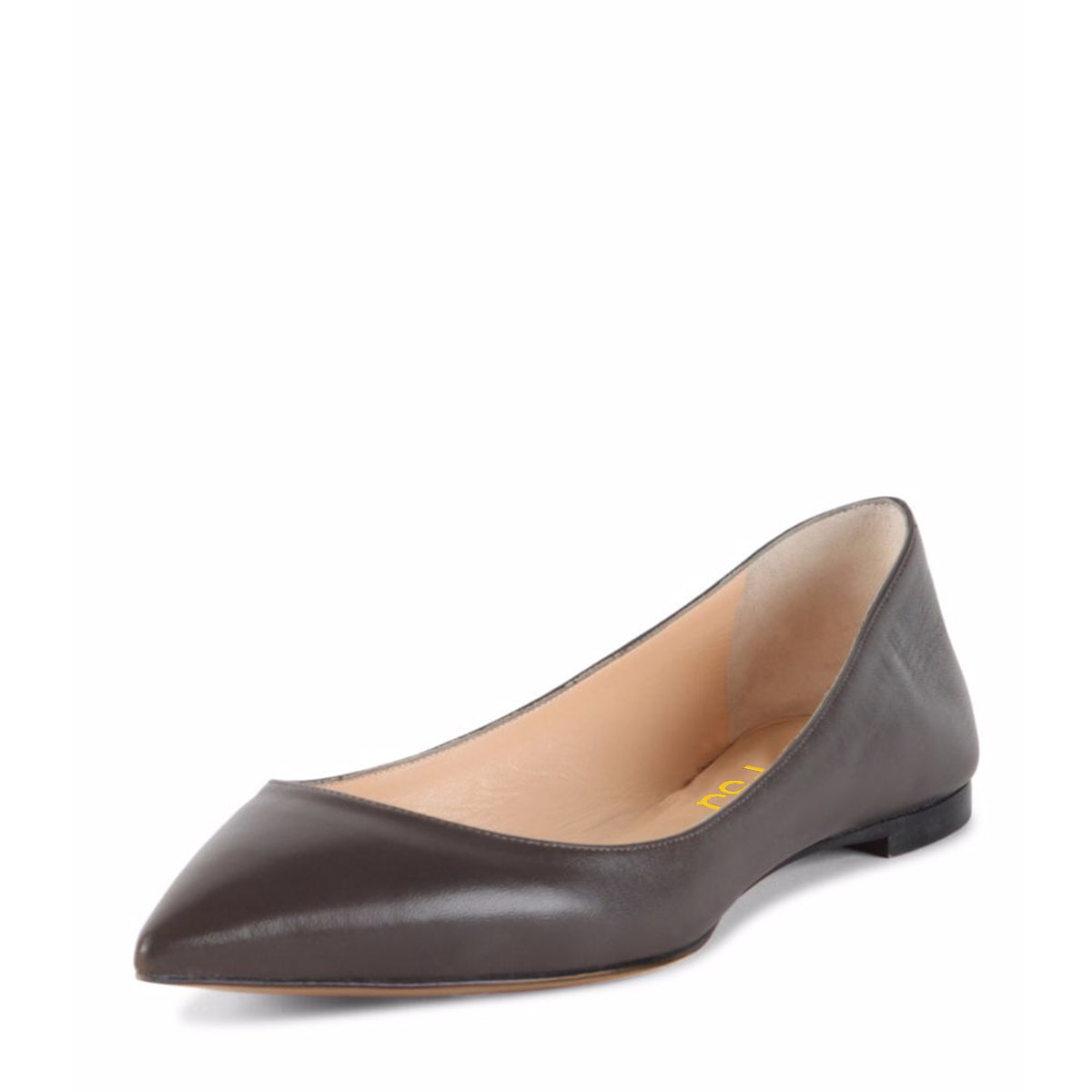 FSJ Women's Pointed Toe Comfortable Flats in Dark Grey