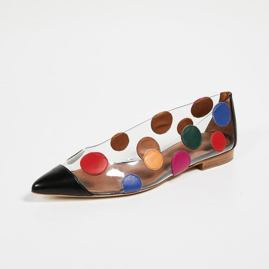 Multi Color Transparent Shoes Polka Dots Pointed Toe Flats
