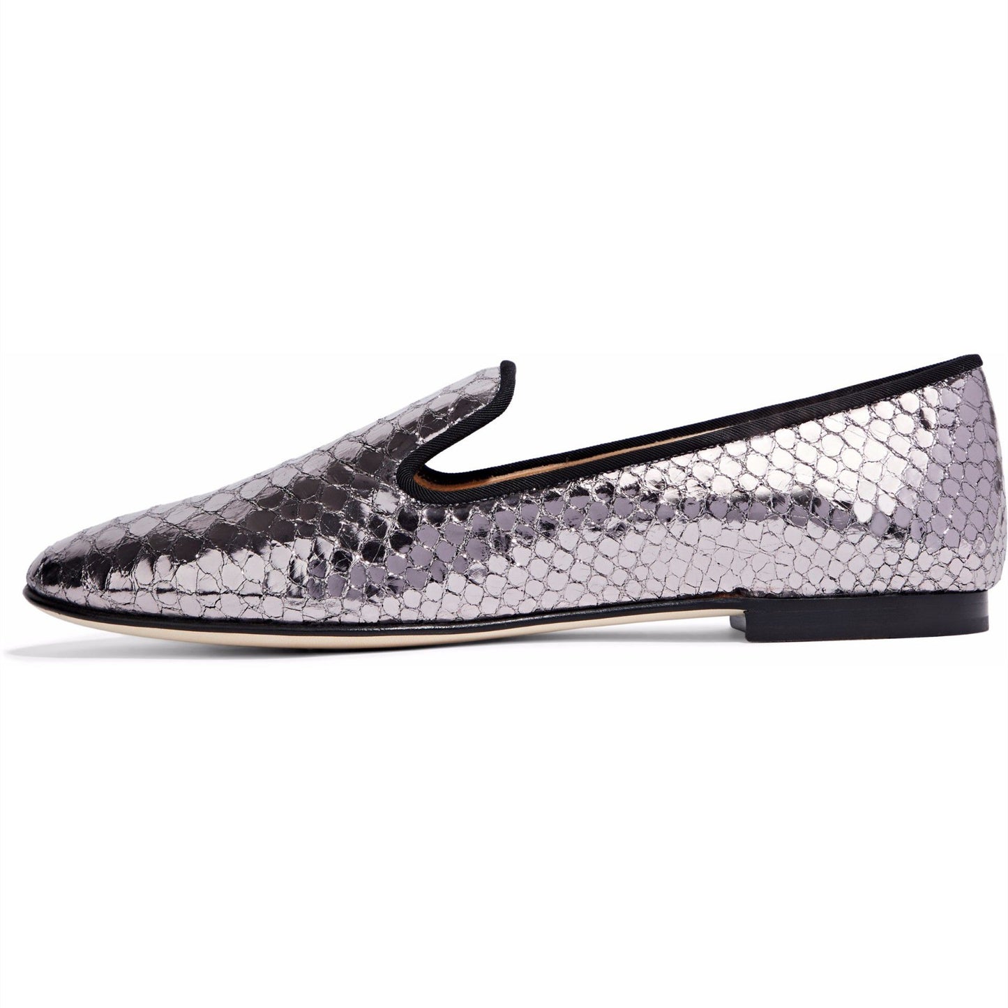 Violet Metallic Finish Python Embossed Flat Women's Loafers
