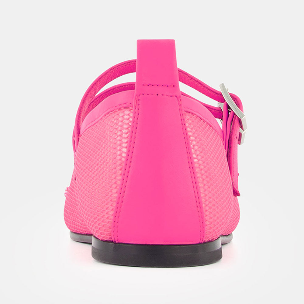 Pink Mesh Floral Beads & Sequins Buckle Fastening Mary Jane Flats