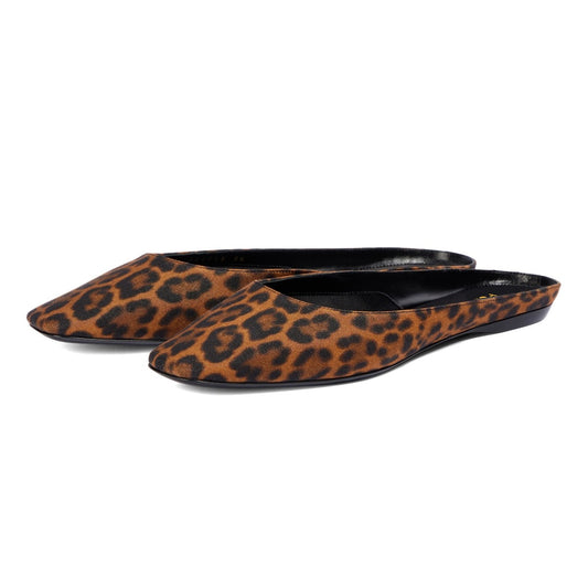 Women's Chic Leopard Print Satin Flat Mules with Square Toe