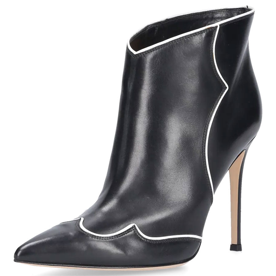 Women's Stiletto Heel Pointy Toe Slip-On Ankle Boots in Black