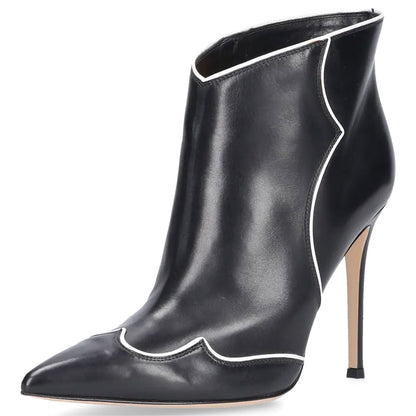 Women's Stiletto Heel Pointy Toe Slip-On Ankle Boots in Black