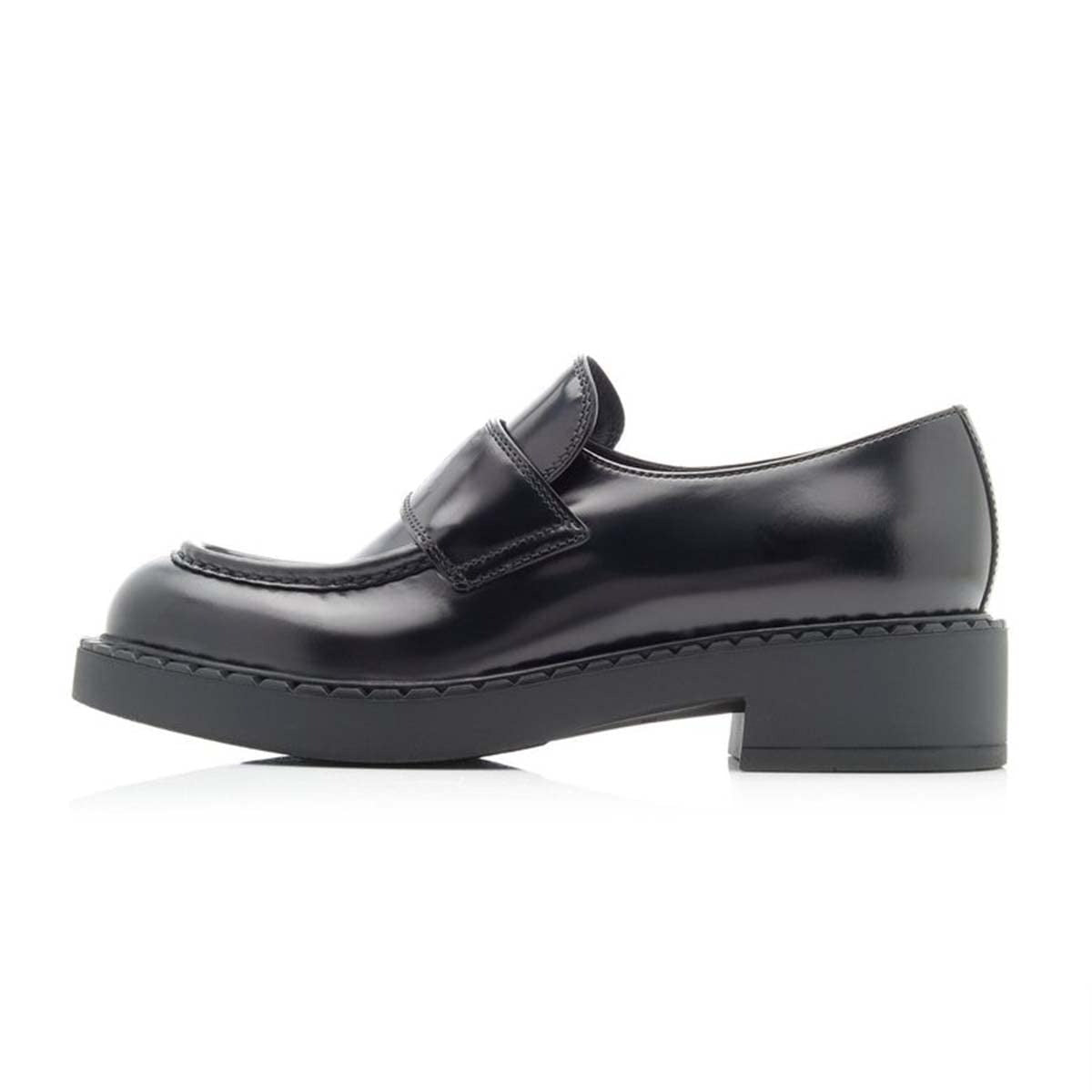 Black Round Toe Chunky Low Heel Business Platform Loafers