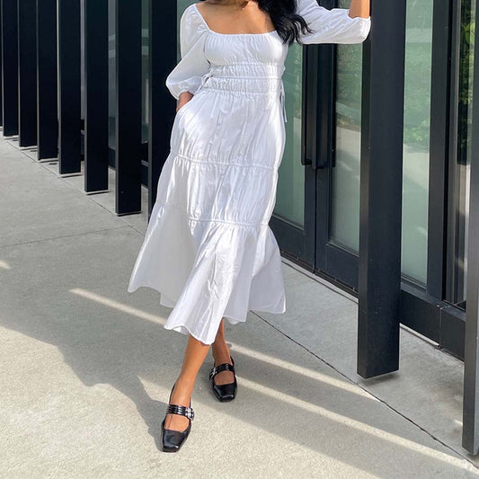 Black Patent Leather Square Toe Mary Jane Ballet Flats with Buckle