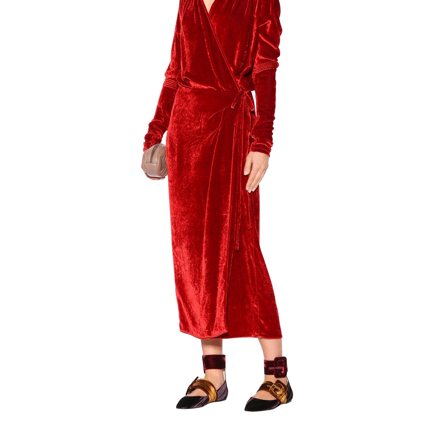 Purple Velvet Mary Jane Shoes Oversized Buckle Strap Pointy Toe Flats