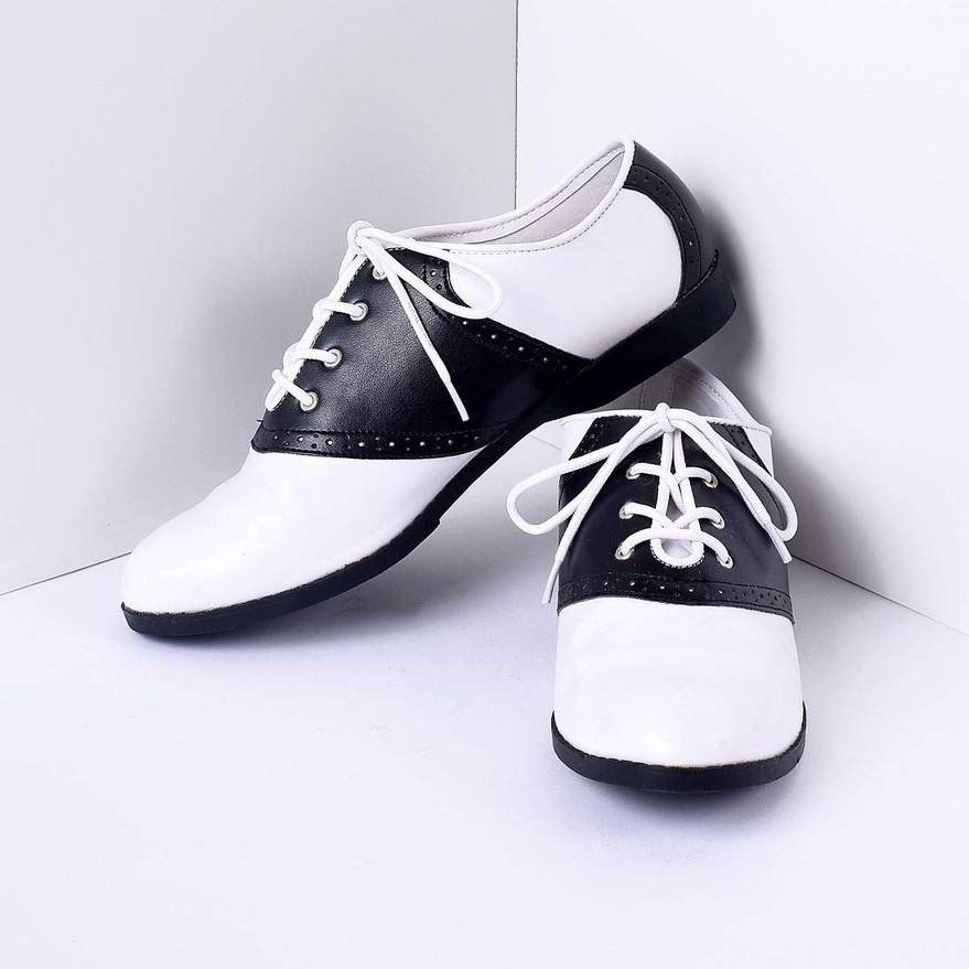 Black and White Women's Oxfords Lace-Up Flats Vintage Shoes