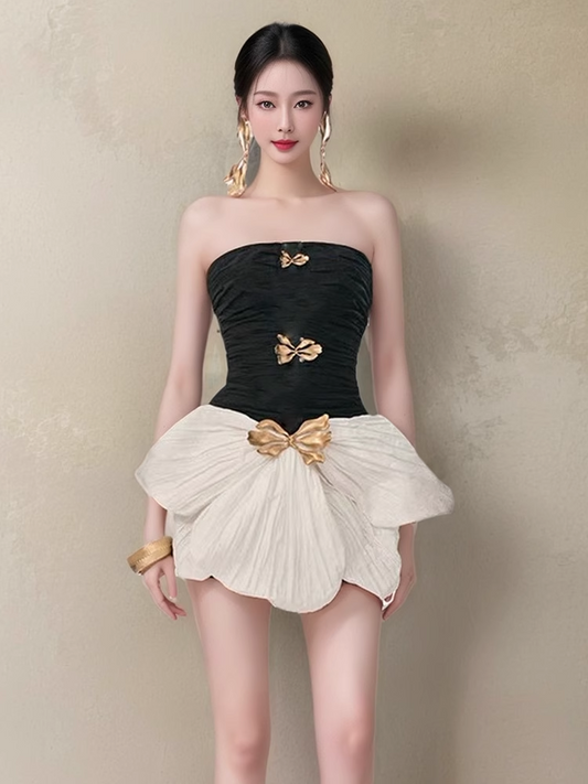 Simple Fashion Strapless Bow Design A-line Mini Party Dresses Homecoming Dresses, TP3839