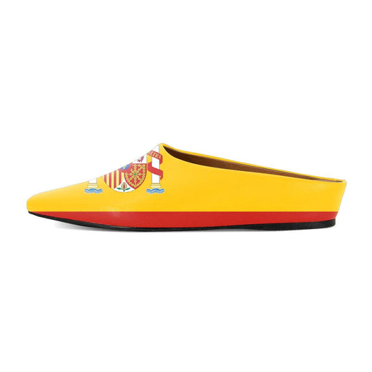Yellow and Red Spanish Flag Print Wedge Heel Mules for Women