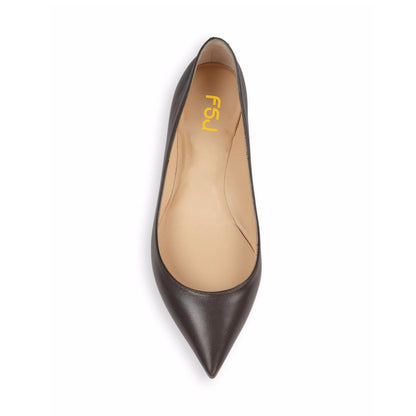 FSJ Women's Pointed Toe Comfortable Flats in Dark Grey