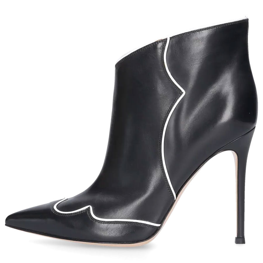 Women's Stiletto Heel Pointy Toe Slip-On Ankle Boots in Black