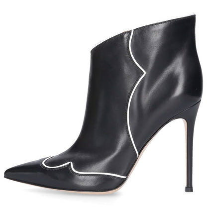 Women's Stiletto Heel Pointy Toe Slip-On Ankle Boots in Black