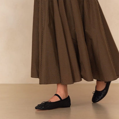 Black Vegan Leather Round Toe Mary Jane Ballet Flats