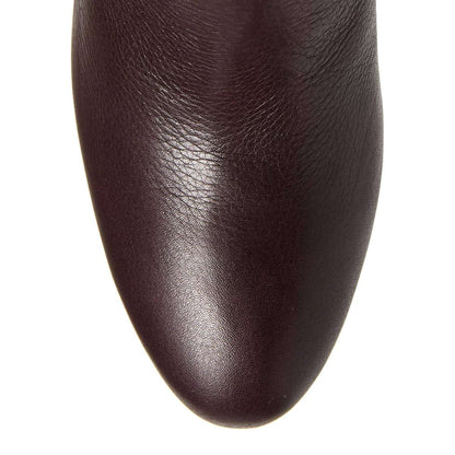 Women's Dark Brown Round Toe Block Heel Knee High Boots