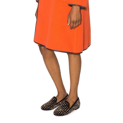 Black Round Toe Rivets Flats Loafer Shoes for Women