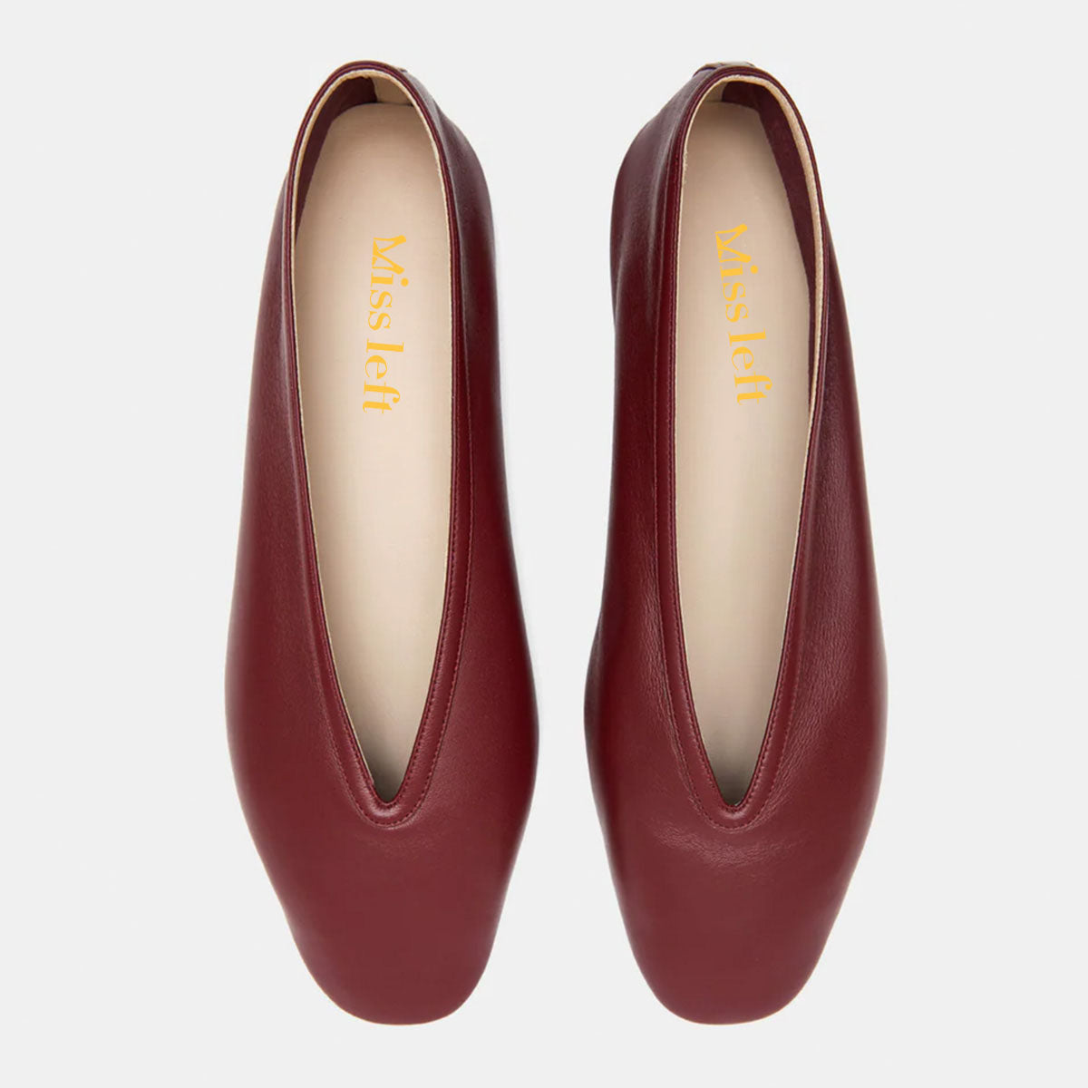 Comfortable Maroon Vegan Leather Slip-On Round Toe Ballet Flats