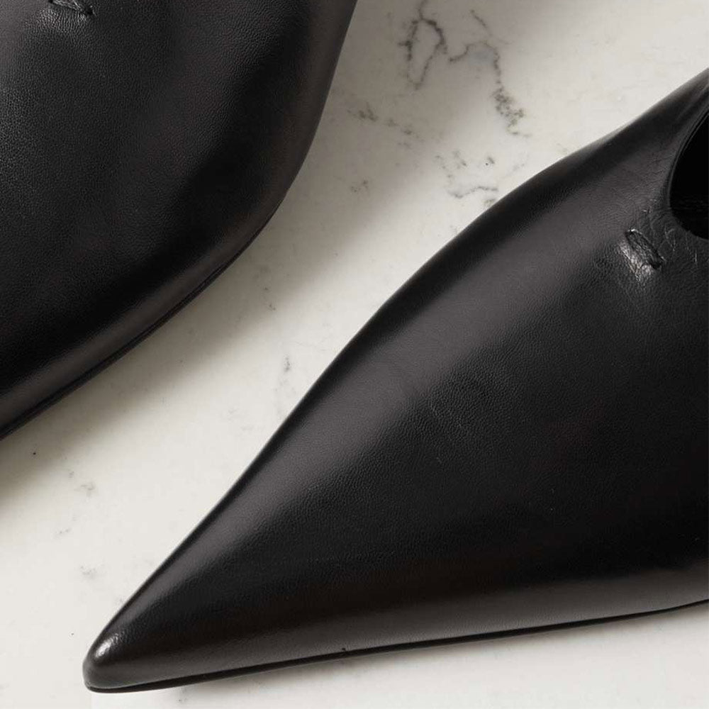 Black Pointed Toe Buckle Shoes Classic Ankle Strap Flats for Women